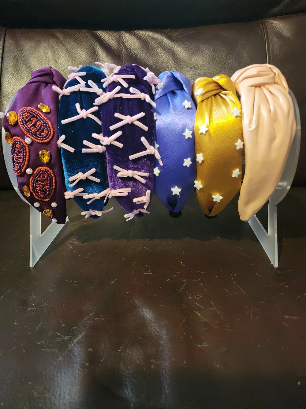 New Satin/Velvet/ Faux Leather Knotted Headbands Pink, Gold, Blue, Purple, Cream